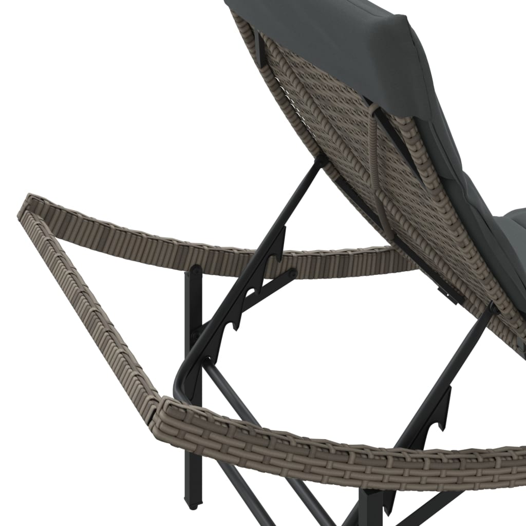 Lettini Prendisole 2 pz con Tavolino Grigio in Polyrattan - homemem39