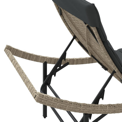 Lettini Prendisole 2pz con Tavolino Grigio Chiaro in Polyrattan - homemem39