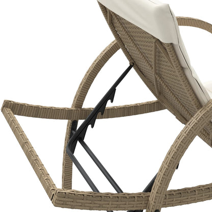 Lettino Prendisole con Cuscini Beige 60x199x42 cm Polyrattan - homemem39