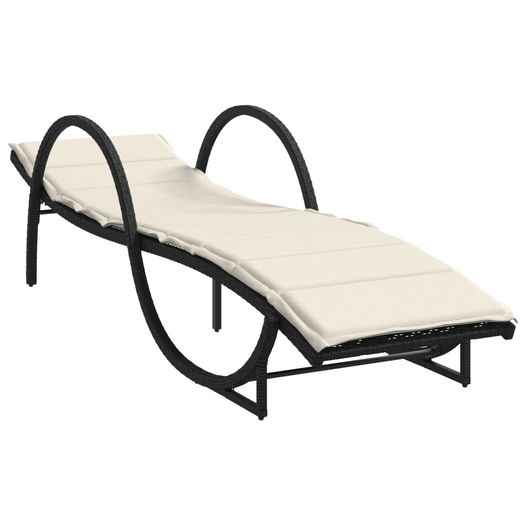 Lettini Prendisole 2 pz con Tavolino Nero in Polyrattan - homemem39