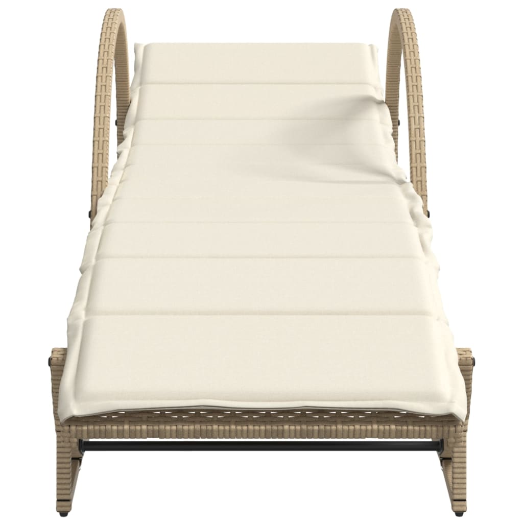 Lettini Prendisole 2 pz con Tavolino Beige in Polyrattan - homemem39