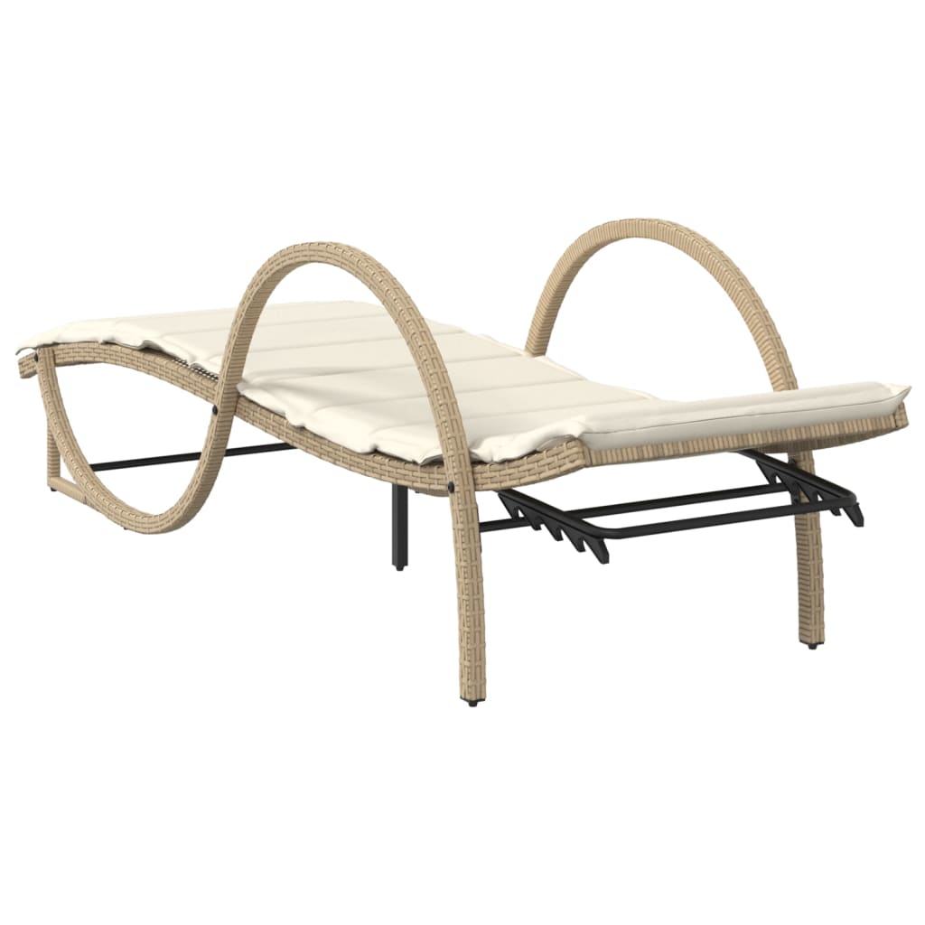 Lettini Prendisole 2 pz con Tavolino Beige in Polyrattan - homemem39