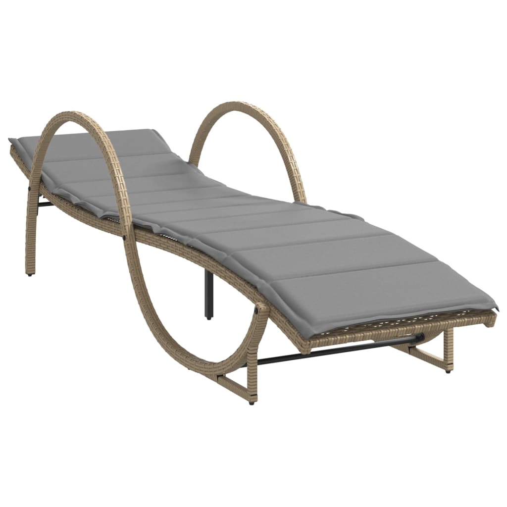 Lettini Prendisole 2 pz con Tavolino Beige in Polyrattan - homemem39