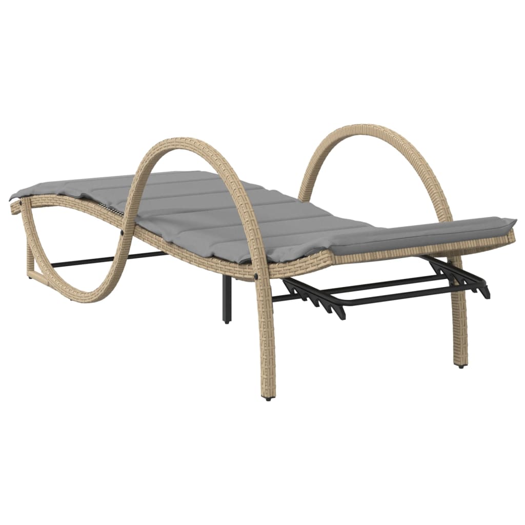 Lettini Prendisole 2 pz con Tavolino Beige in Polyrattan - homemem39