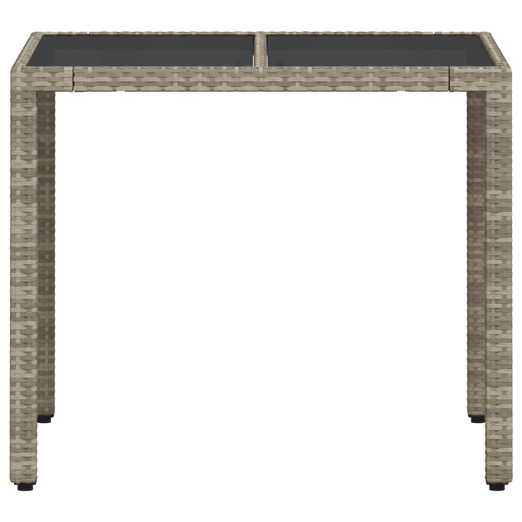 Tavolo Giardino Piano Vetro Grigio Chiaro 90x90x75cm Polyrattan - homemem39