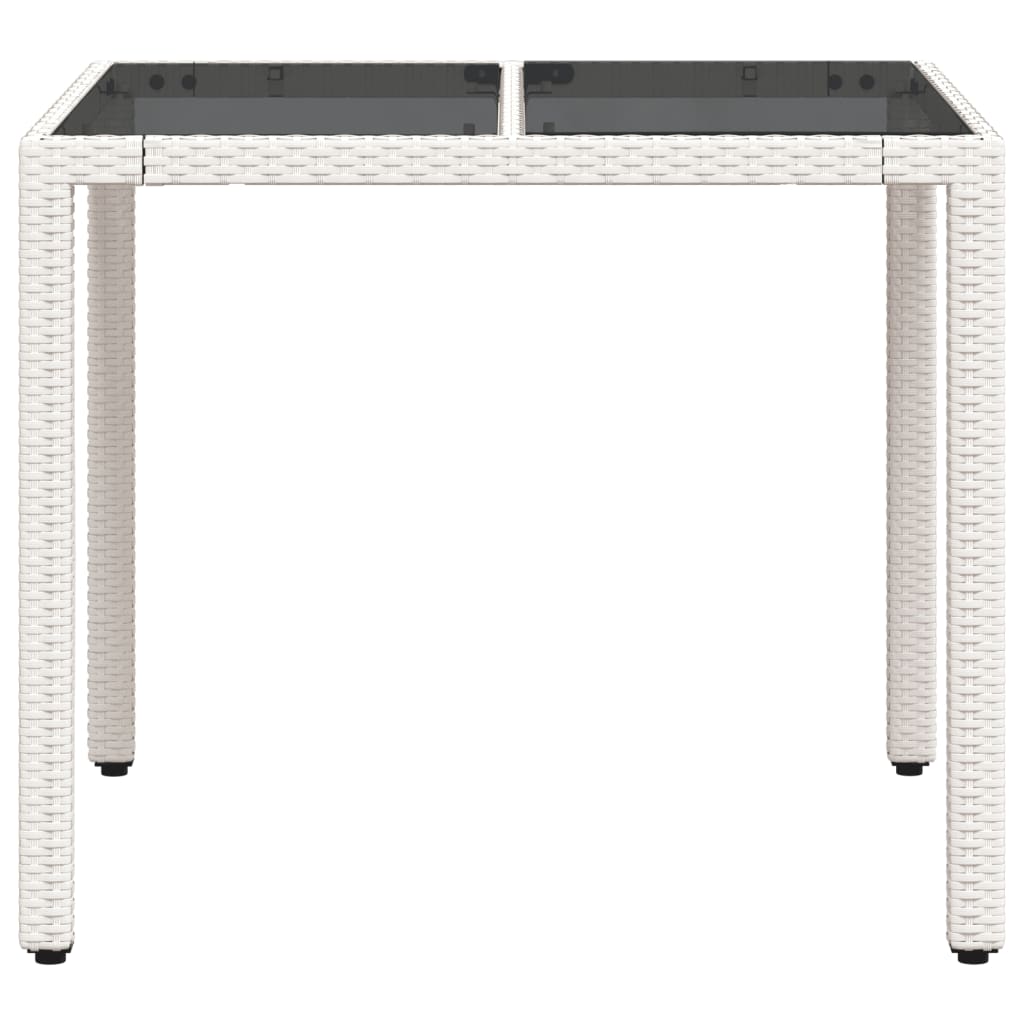 Tavolo Giardino con Piano Vetro Bianco 90x90x75 cm Polyrattan - homemem39