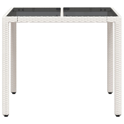 Tavolo Giardino con Piano Vetro Bianco 90x90x75 cm Polyrattan - homemem39