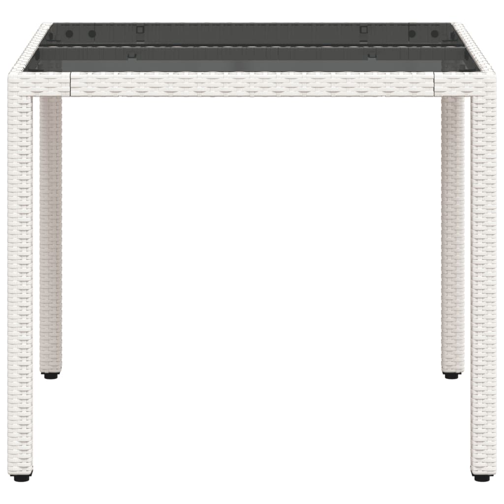 Tavolo Giardino con Piano Vetro Bianco 90x90x75 cm Polyrattan - homemem39