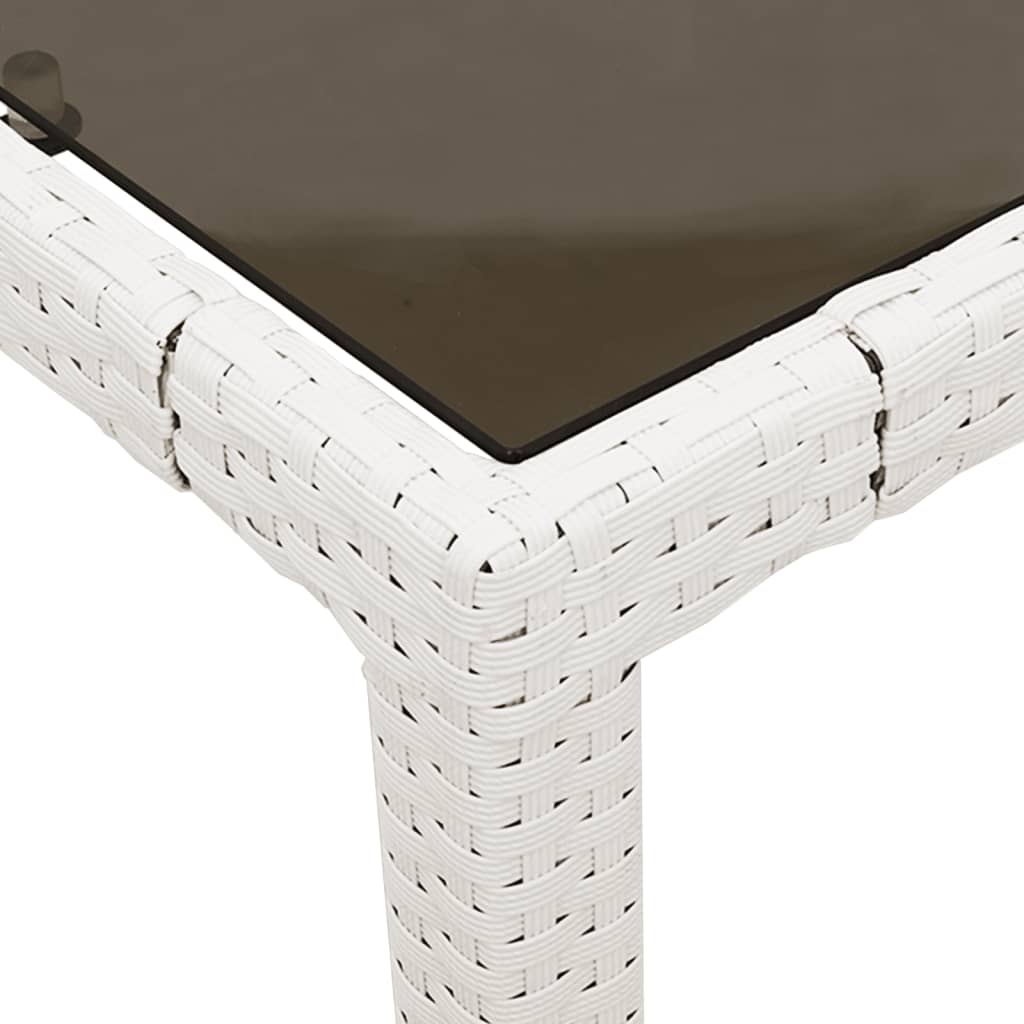 Tavolo Giardino con Piano Vetro Bianco 90x90x75 cm Polyrattan - homemem39