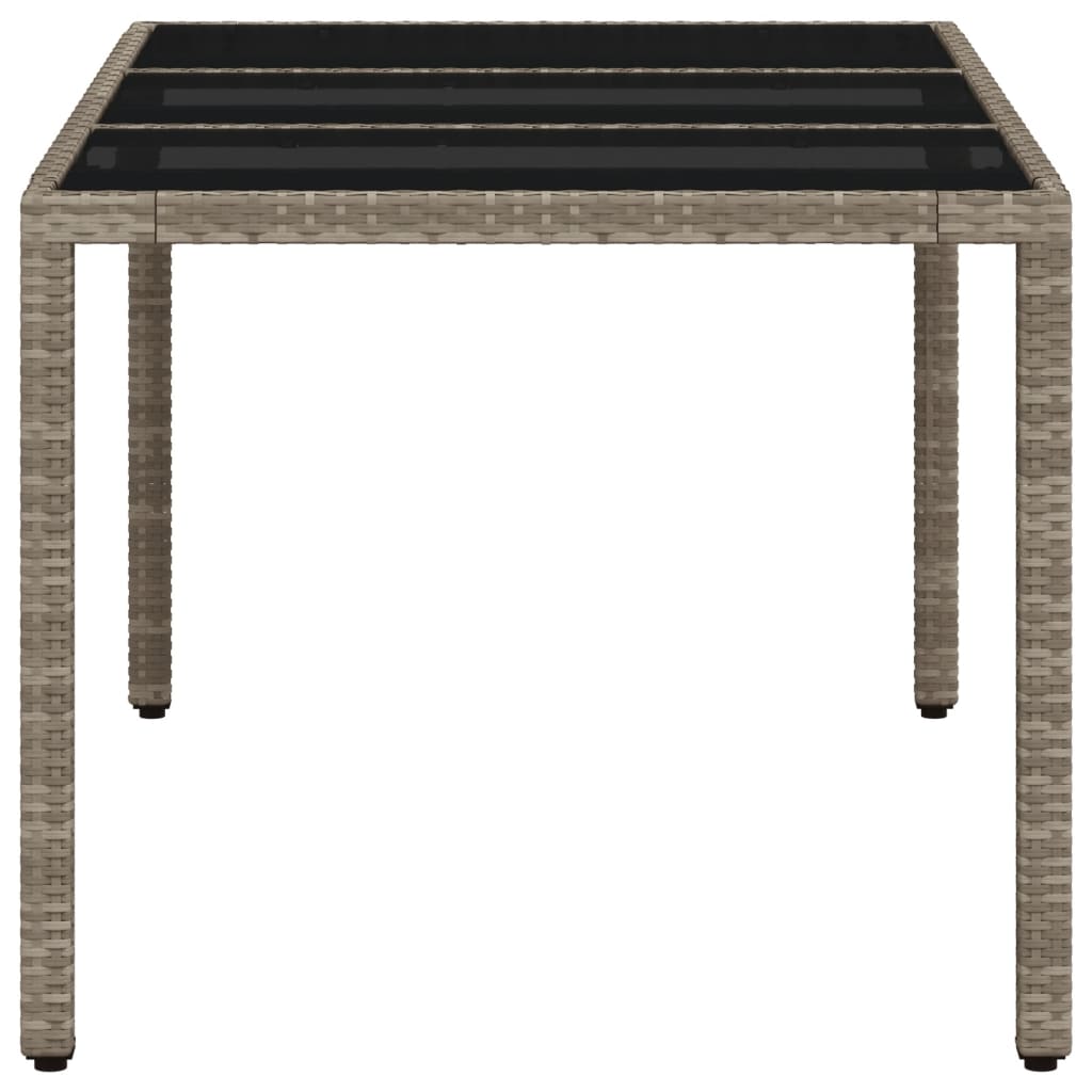 Tavolo Giardino Piano Vetro Grigio Chiaro 150x90x75 Polyrattan - homemem39