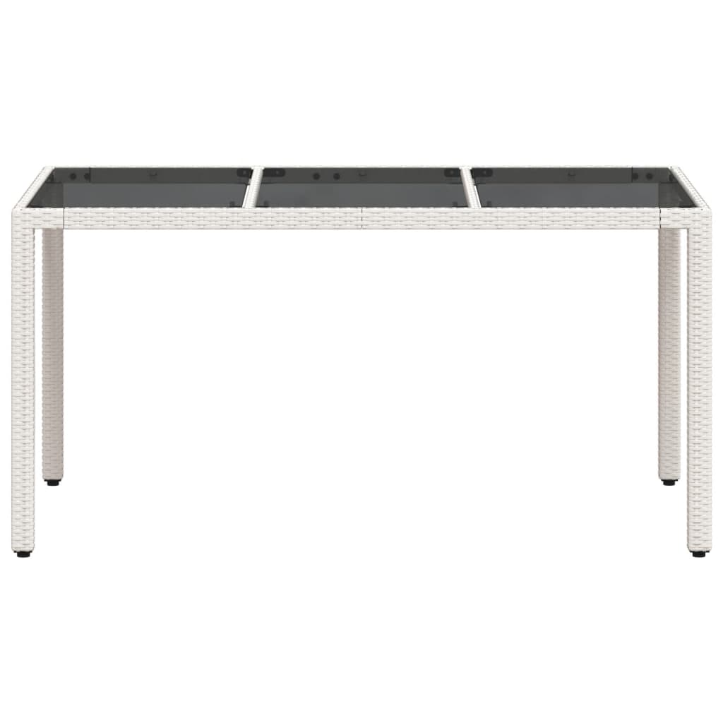 Tavolo da Giardino Piano in Vetro Bianco 150x90x75cm Polyrattan - homemem39