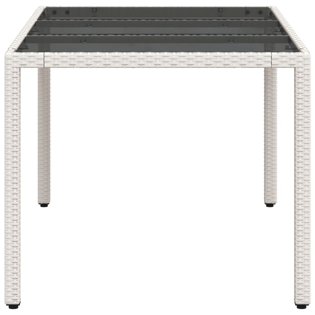 Tavolo da Giardino Piano in Vetro Bianco 150x90x75cm Polyrattan - homemem39