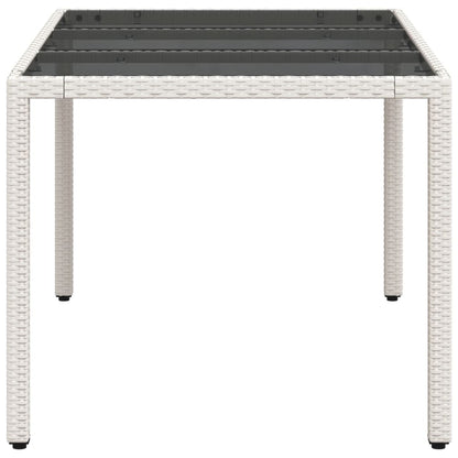 Tavolo da Giardino Piano in Vetro Bianco 150x90x75cm Polyrattan - homemem39