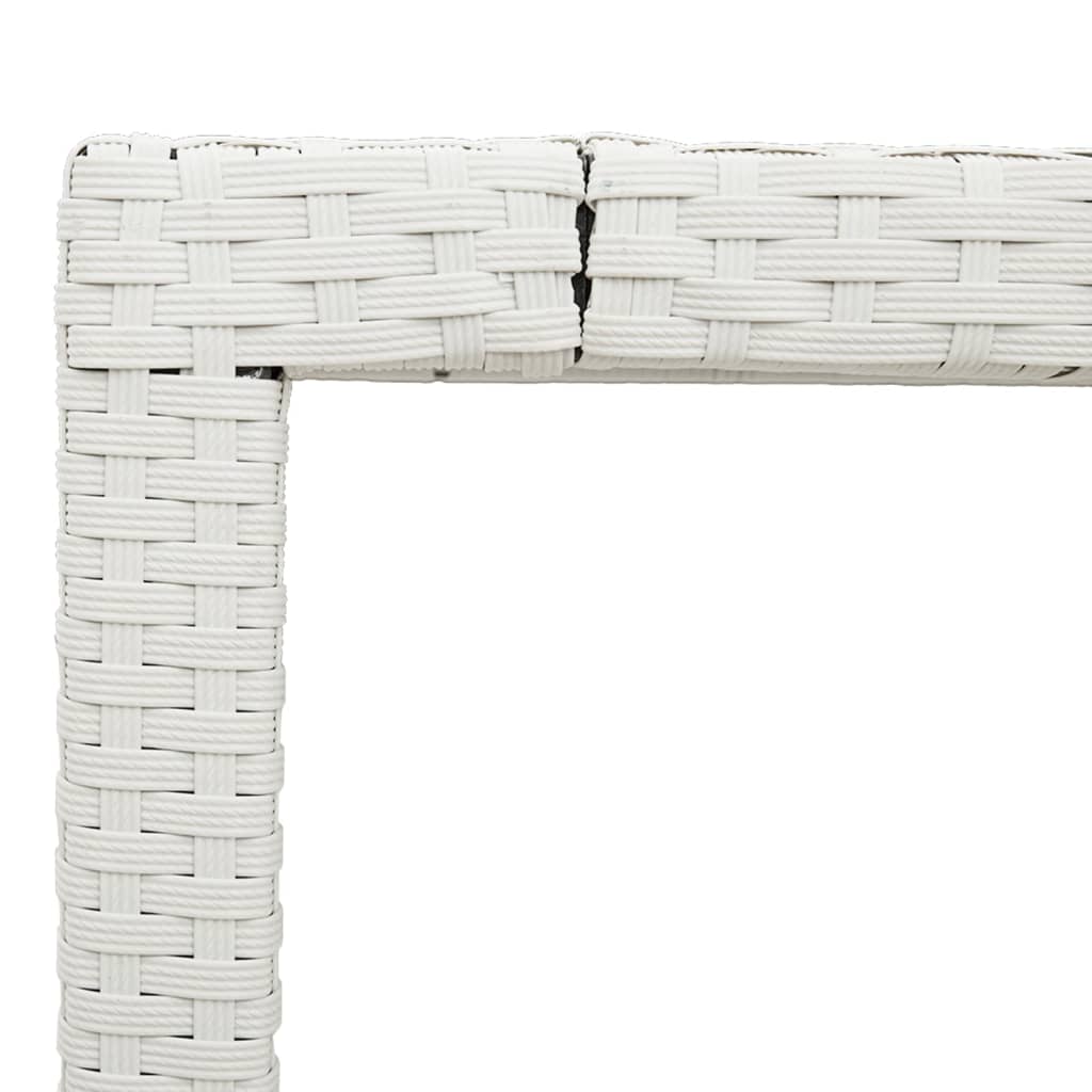 Tavolo da Giardino Piano in Vetro Bianco 150x90x75cm Polyrattan - homemem39