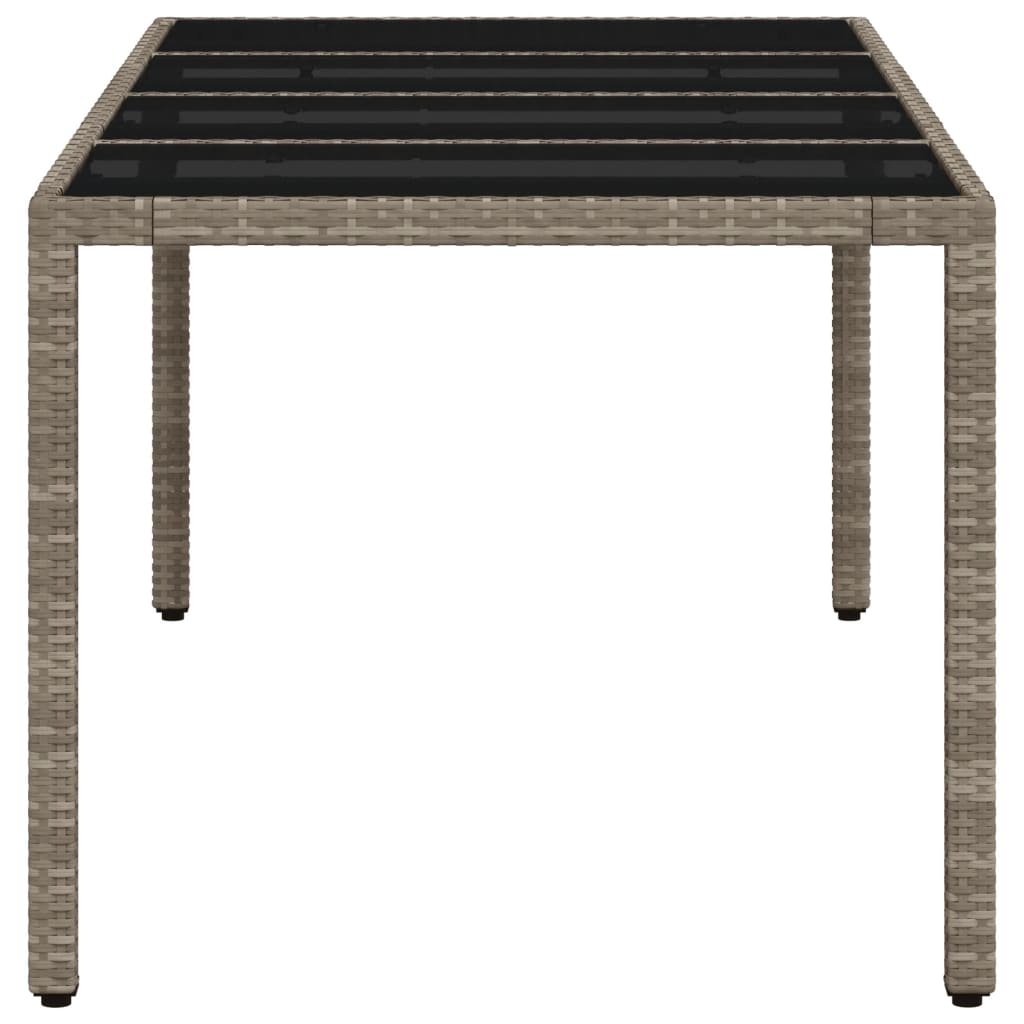 Tavolo Giardino Piano Vetro Grigio Chiaro 190x90x75 Polyrattan - homemem39