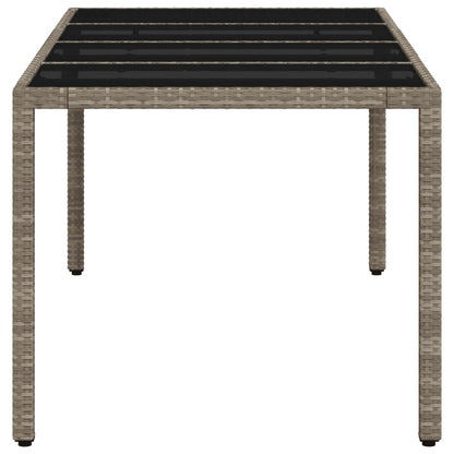 Tavolo Giardino Piano Vetro Grigio Chiaro 190x90x75 Polyrattan - homemem39