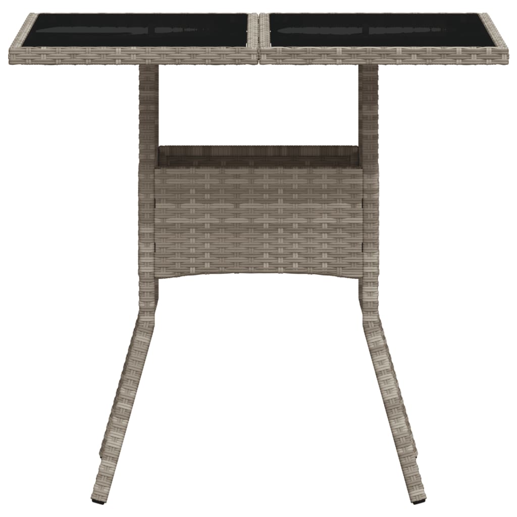 Tavolo Giardino Piano Vetro Grigio Chiaro 80x80x75cm Polyrattan - homemem39