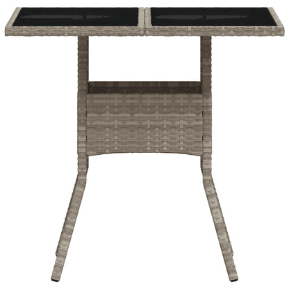 Tavolo Giardino Piano Vetro Grigio Chiaro 80x80x75cm Polyrattan - homemem39