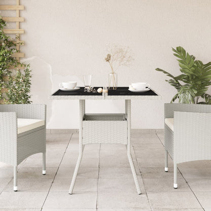 Tavolo Giardino con Piano Vetro Bianco 80x80x75 cm Polyrattan - homemem39