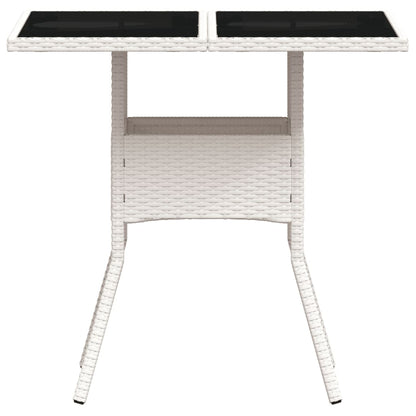 Tavolo Giardino con Piano Vetro Bianco 80x80x75 cm Polyrattan - homemem39