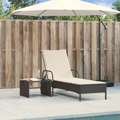 Lettino Prendisole con Ruote e Cuscino in Polyrattan Nero - homemem39