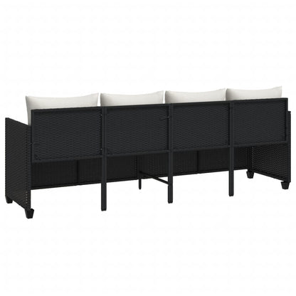 Lettino Prendisole con Cuscini Nero in Polyrattan - homemem39