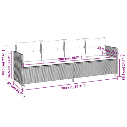 Lettino Prendisole con Cuscini Marrone in Polyrattan - homemem39