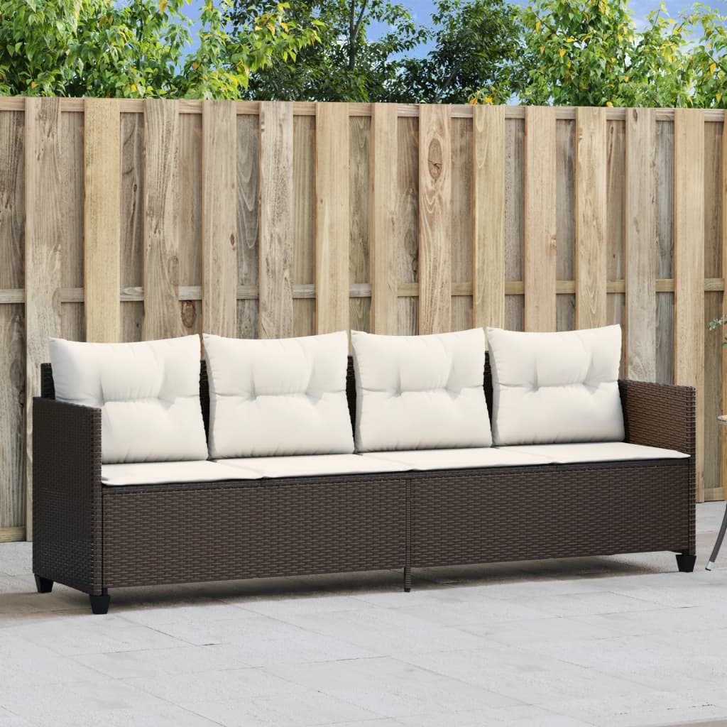 Lettino Prendisole con Cuscini Marrone in Polyrattan - homemem39