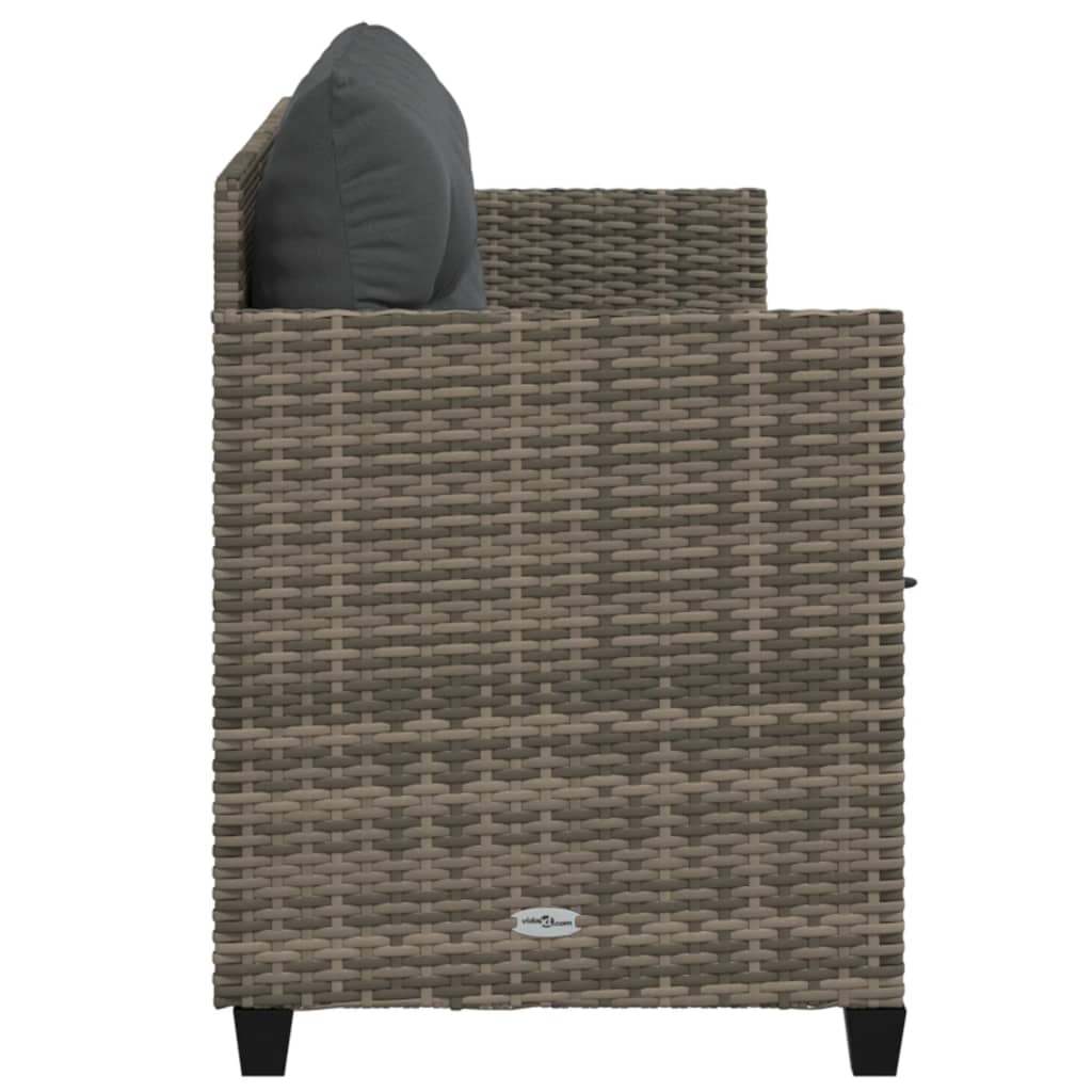 Lettino Prendisole con Cuscini Grigio in Polyrattan - homemem39