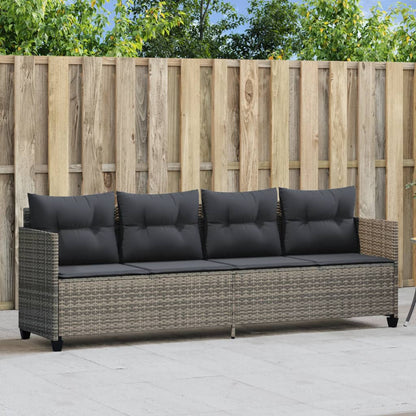 Lettino Prendisole con Cuscini Grigio in Polyrattan - homemem39