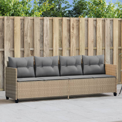 Lettino Prendisole con Cuscini Beige in Polyrattan - homemem39