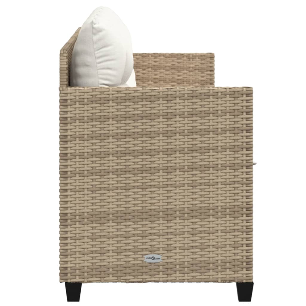 Lettino Prendisole con Cuscini Beige in Polyrattan - homemem39