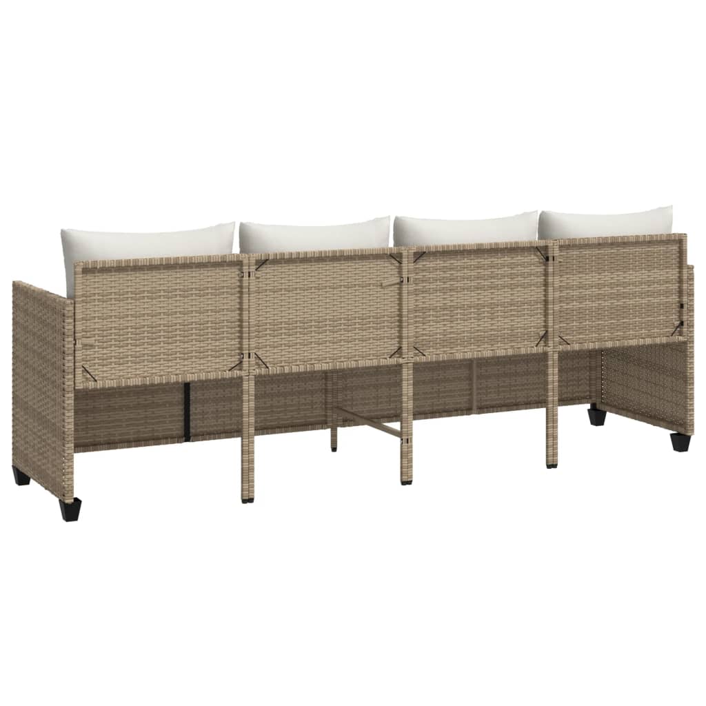 Lettino Prendisole con Cuscini Beige in Polyrattan - homemem39