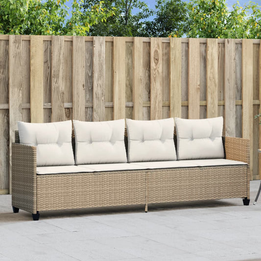 Lettino Prendisole con Cuscini Beige in Polyrattan - homemem39