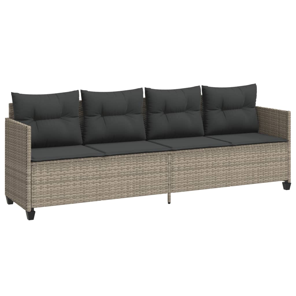 Lettino Prendisole con Cuscini Grigio Chiaro in Polyrattan - homemem39