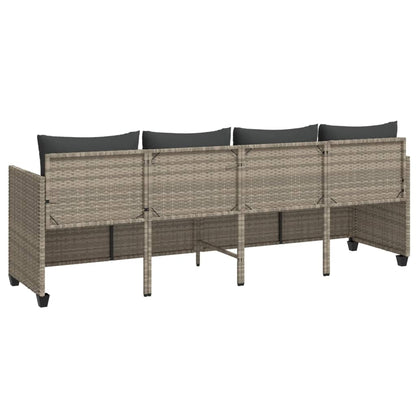 Lettino Prendisole con Cuscini Grigio Chiaro in Polyrattan - homemem39