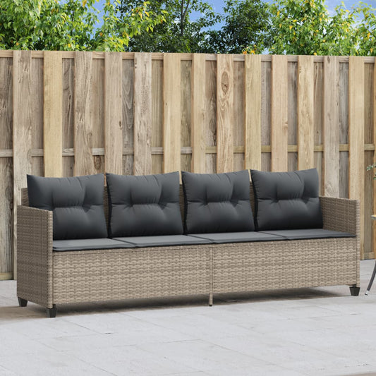 Lettino Prendisole con Cuscini Grigio Chiaro in Polyrattan - homemem39