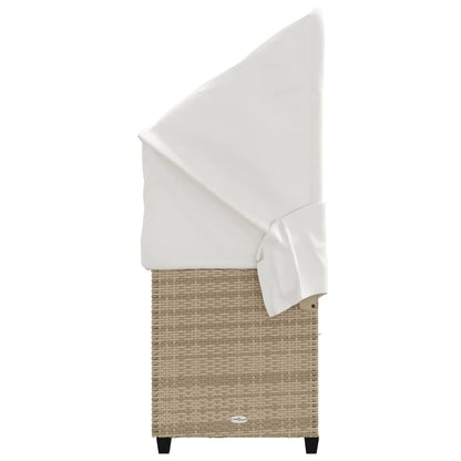 Lettino Prendisole con Baldacchino e Cuscini Beige Polyrattan - homemem39