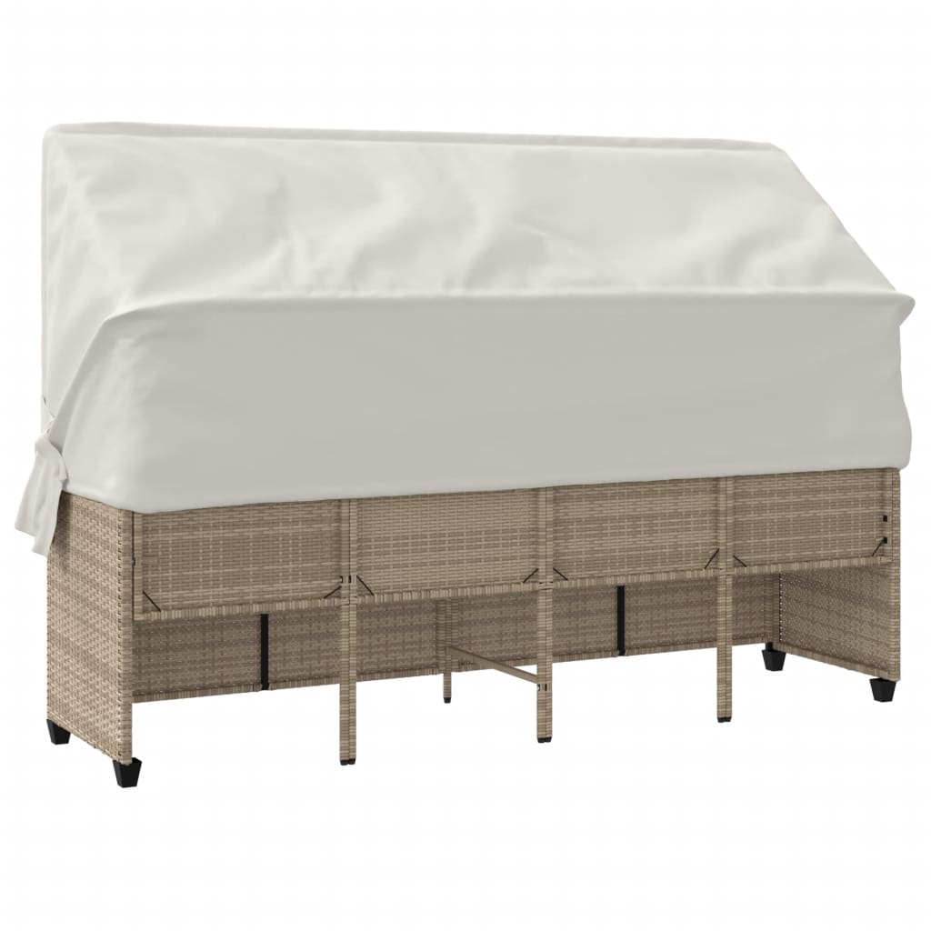 Lettino Prendisole con Baldacchino e Cuscini Beige Polyrattan - homemem39