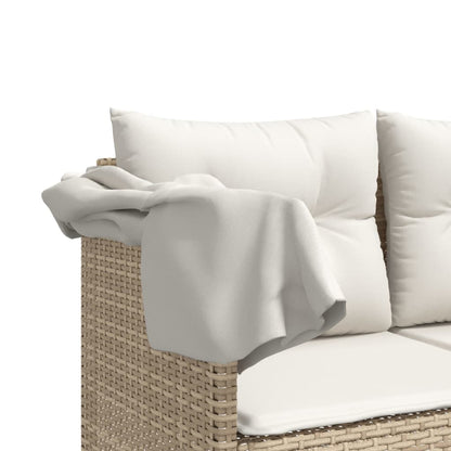 Lettino Prendisole con Baldacchino e Cuscini Beige Polyrattan - homemem39