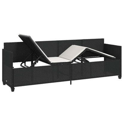 Lettino Prendisole con Cuscini Nero in Polyrattan - homemem39