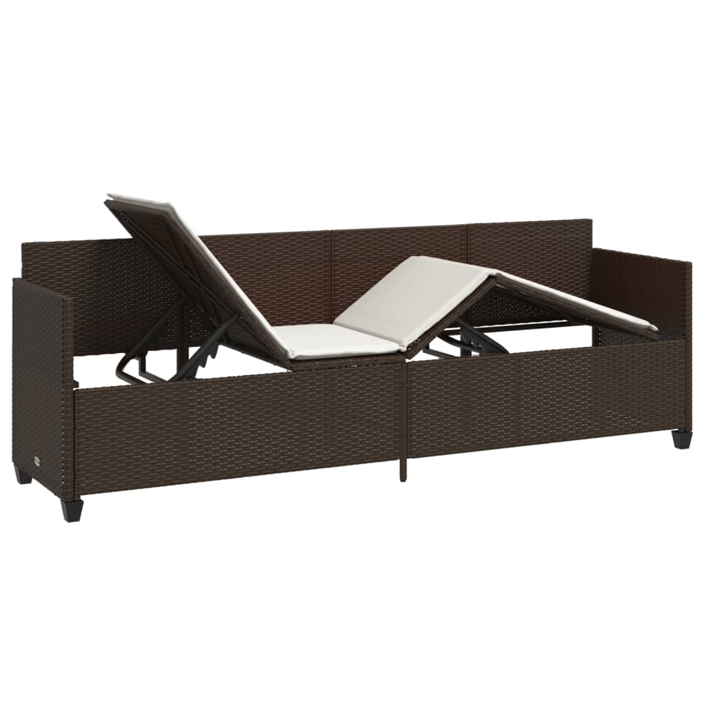 Lettino Prendisole con Cuscini Marrone in Polyrattan - homemem39