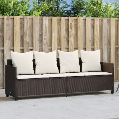 Lettino Prendisole con Cuscini Marrone in Polyrattan - homemem39