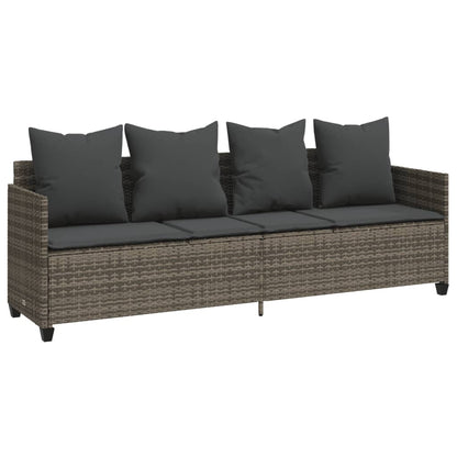 Lettino Prendisole con Cuscini Grigio in Polyrattan - homemem39