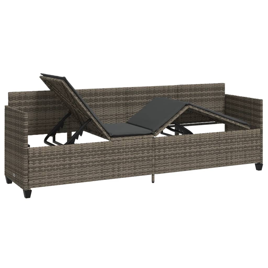 Lettino Prendisole con Cuscini Grigio in Polyrattan - homemem39