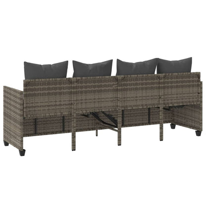 Lettino Prendisole con Cuscini Grigio in Polyrattan - homemem39