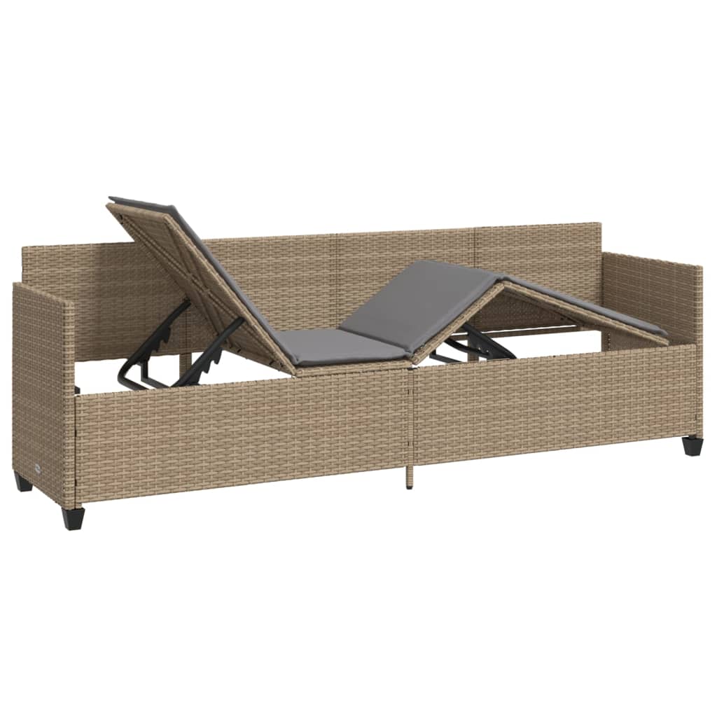 Lettino Prendisole con Cuscini Beige in Polyrattan - homemem39