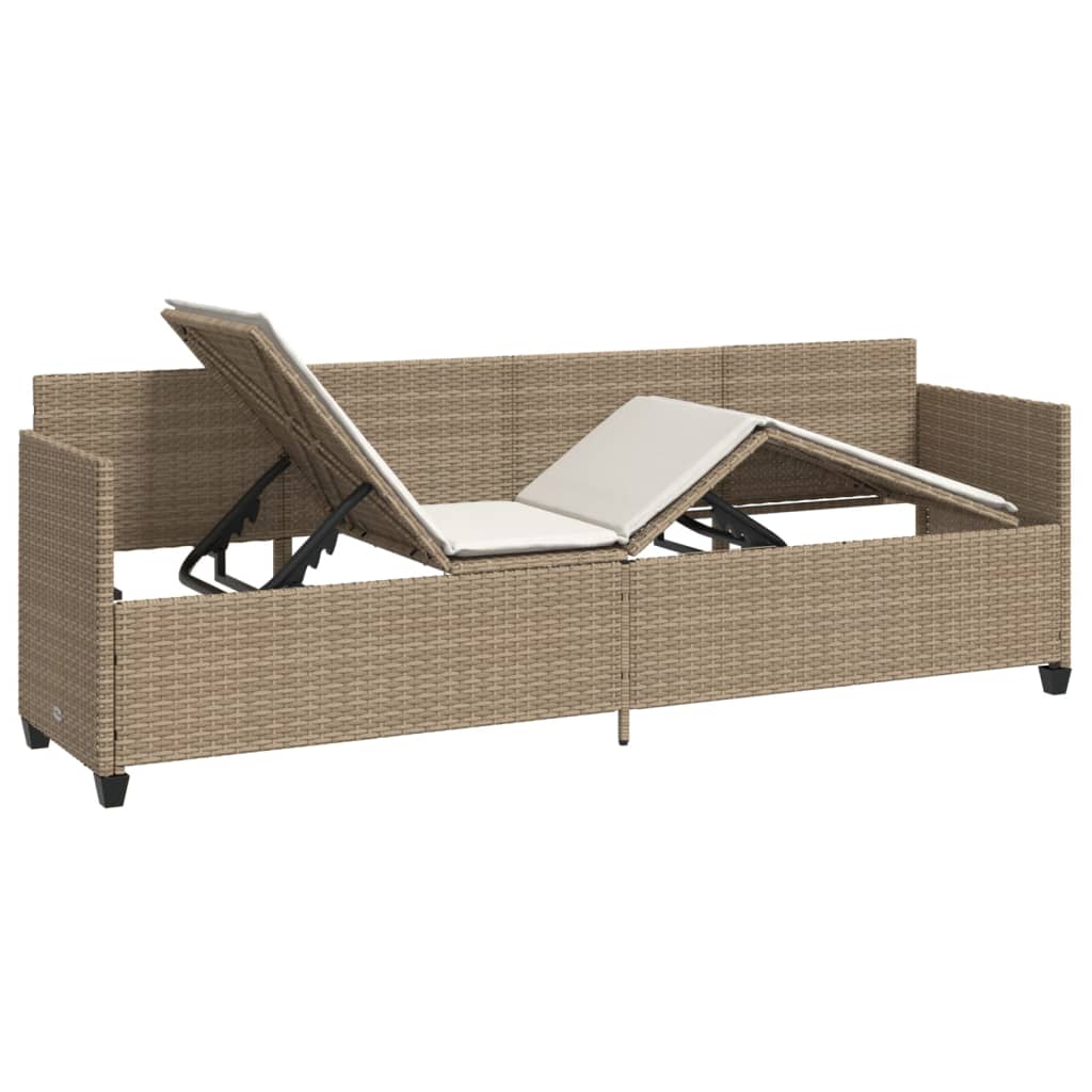 Lettino Prendisole con Cuscini Beige in Polyrattan - homemem39