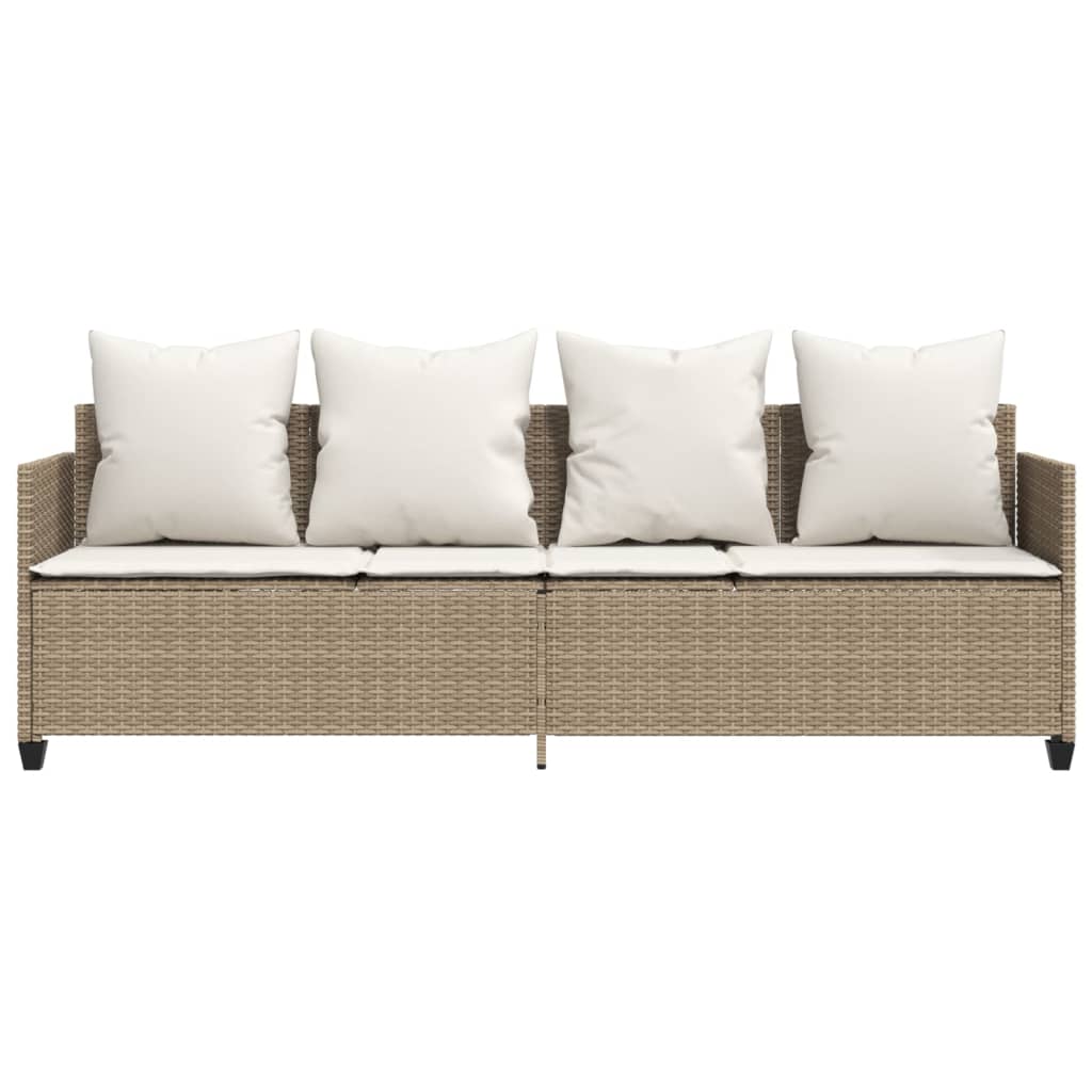 Lettino Prendisole con Cuscini Beige in Polyrattan - homemem39