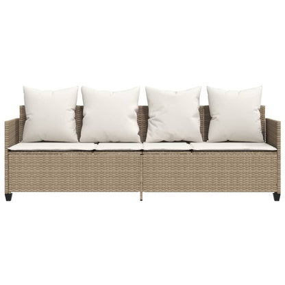 Lettino Prendisole con Cuscini Beige in Polyrattan - homemem39